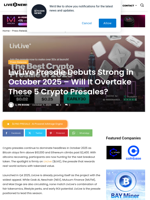 LivLive Presale Debuts Strong in October 2025 – Will It Overtake These 5 Crypto Presales? | Live Bitcoin News