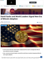 David Sacks and World Leaders Signal New Era of Bitcoin Adoption