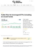 Tuttle files for leveraged ETFs including 2x Zcash funds