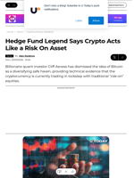 Hedge Fund Legend Says Crypto Acts Like a Risk On Asset - U.Today