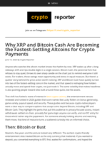 Why XRP and Bitcoin Cash Are Becoming the Fastest-Settling Altcoins for Crypto Payments