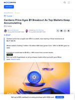 Cardano Price Eyes $1 as Whale Wallets Keep Accumulating