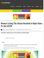 Binance Listing This Altcoin Resulted in Major Gains: It's Not ASTER