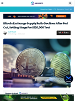 Bitcoin Exchange Supply Ratio Declines After Fed Cut, Setting Stage For $120,000 Test