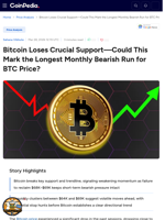 Bitcoin Loses Crucial Support—Could This Mark the Longest Monthly Bearish Run for BTC Price?