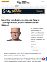 Machine intelligence exposes flaw in Zcash protocol, says creator Eli Ben-Sasson