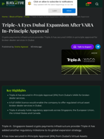 Triple-A Eyes Dubai Expansion After VARA In-Principle Approval