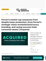 Ferrari's market cap surpasses Ford despite lower production, Enzo Ferrari's strategic vision revolutionized luxury branding, and racing success fuels consumer desire | Acquired
