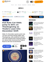 Fed Rate Cut Odds Jump to 84% on Thanksgiving as Traders Lean Into December Shift – News Bitcoin News