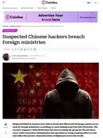 Suspected Chinese hackers breach foreign ministries - Coinfea