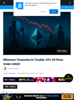 Ethereum Treasuries In Trouble: 65% Firms Now Under mNAV