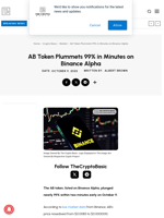 AB Token Plummets 99% in Minutes on Binance Alpha