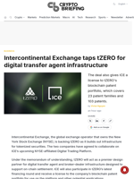 Intercontinental Exchange taps tZERO for digital transfer agent infrastructure