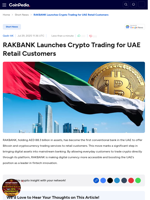 RAKBANK Launches Crypto Trading for UAE Retail Customers