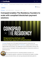 Coinspaid enables The Residency founders to scale with compliant blockchain payment solutions