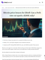 Bitcoin price braces for liftoff: Can a Fed’s rate cut spark a $200K rally? - CoinJournal