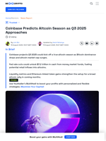 Altcoin Market Cap Soars as Coinbase Eyes Q3 Breakout