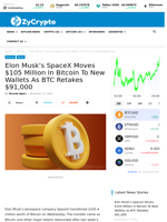 Elon Musk’s SpaceX Moves $105 Million In Bitcoin To New Wallets As BTC Retakes $91,000 ⋆ ZyCrypto