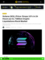 Solana (SOL) Price: Drops 10% in 24 Hours as $1.7 Billion Crypto Liquidations Rock Market - CoinCentral