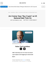 Jim Cramer Says “Buy Crypto” as US National Debt Ticks On