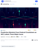 Prediction Markets Face Federal Crackdown as SEC Labels Them Major Issue | Headlines | News | CoinMarketCap