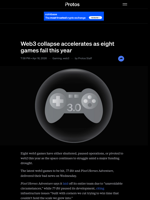 Web3 collapse accelerates as eight games fail this year