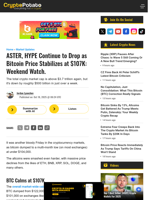 ASTER, HYPE Continue to Drop as Bitcoin Price Stabilizes at $107K: Weekend Watch.