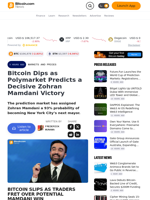 Bitcoin Dips as Polymarket Predicts a Decisive Zohran Mamdani Victory – Markets and Prices Bitcoin News