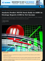 Analysts Predict MSTR Stock Rally to $680 As Strategy Reports $10B In Net Income