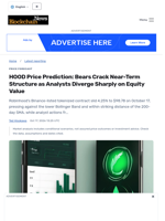 HOOD Price Prediction: Bears Crack Near-Term Structure as Analysts Diverge Sharply on Equity Value - Blockchain.News