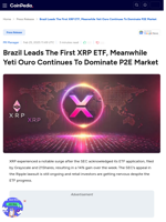 Brazil Leads The First XRP ETF, Meanwhile Yeti Ouro Continues To Dominate P2E Market