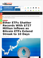 Ether ETFs Shatter Records With $727 Million Inflows as Bitcoin ETFs Extend Streak to 10 Days - The Crypto News Wire
