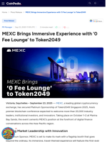 MEXC Brings Immersive Experience with ‘0 Fee Lounge’ to Token2049