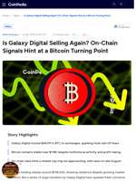 Is Galaxy Digital Selling Again? On-Chain Signals Hint at a Bitcoin Turning Point