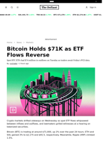 Bitcoin Holds $71K as ETF Flows Reverse - 