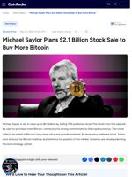 Michael Saylor Plans $2.1 Billion Stock Sale to Buy More Bitcoin