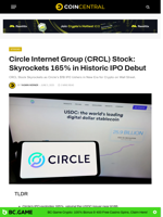 Circle Internet Group (CRCL) Stock: Skyrockets 165% in Historic IPO Debut