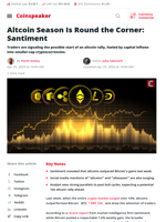 Altcoin Season Is Round the Corner: Santiment | Coinspeaker