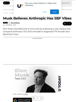 Musk Believes Anthropic Has SBF Vibes - U.Today