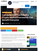 Coinbase CEO Backs New U.S. Crypto Framework