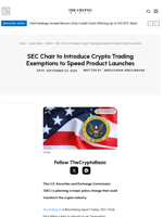 SEC Chair to Introduce Crypto Trading Exemptions to Speed Product Launches
