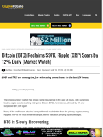 Bitcoin (BTC) Reclaims $97K, Ripple (XRP) Soars by 12% Daily (Market Watch)