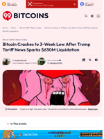Bitcoin Crashes to 3-Week Low After Trump Tariff News Sparks $630M Liquidation - 99Bitcoins