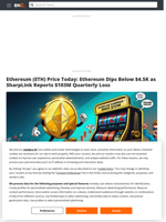 Ethereum (ETH) Price Today: Ethereum Dips Below $4.5K as SharpLink Reports $103M Quarterly Loss - Brave New Coin