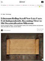 Ethereum Rollup Scroll Now Lets Users Exit Independently, Becoming 'First' to Hit Decentralization Milestone - Decrypt