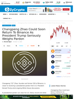 Changpeng Zhao Could Soon Return To Binance As President Trump Seriously Weighs Pardon ⋆ ZyCrypto