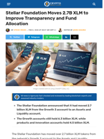 Stellar Foundation Moves 2.7B XLM to Improve Transparency