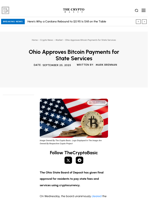 Ohio Approves Bitcoin Payments for State Services