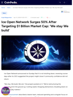 Ice Open Network Surges 50% After Targeting $1 Billion Market Cap: 'We stay We build'