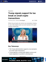 Trump signals support for tax break on small crypto transactions